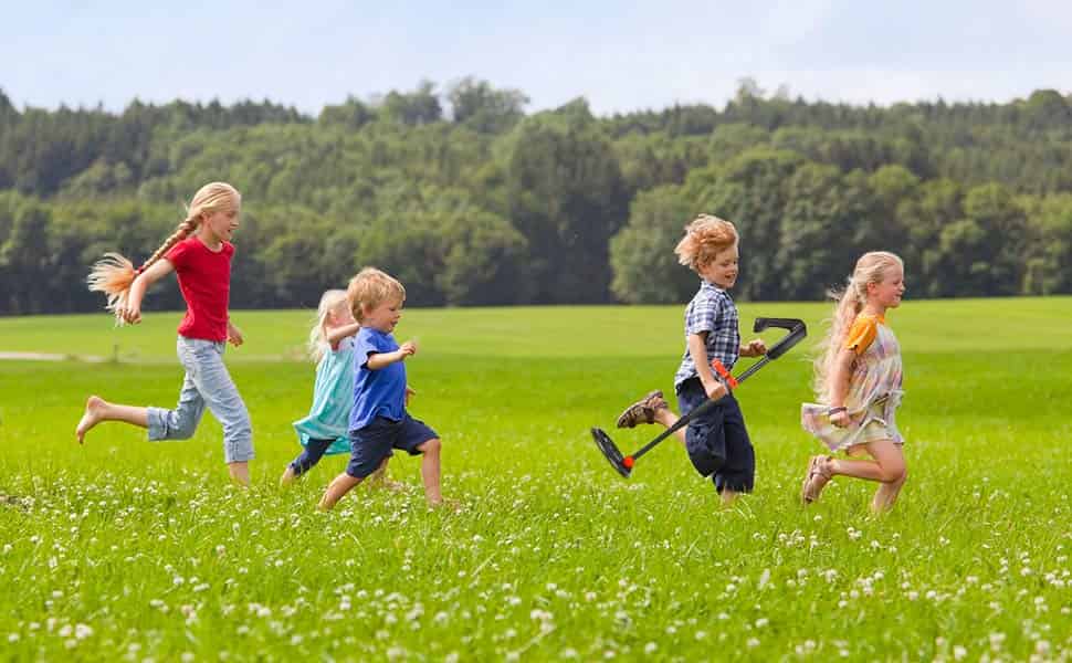 Group of Kids with Metal Detector